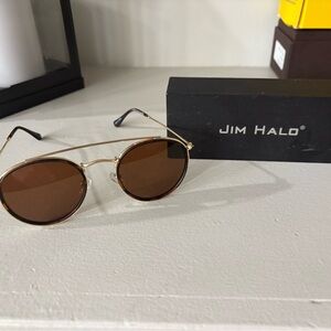 Jim Halo Gold Frame Sunglasses with Brown Lens